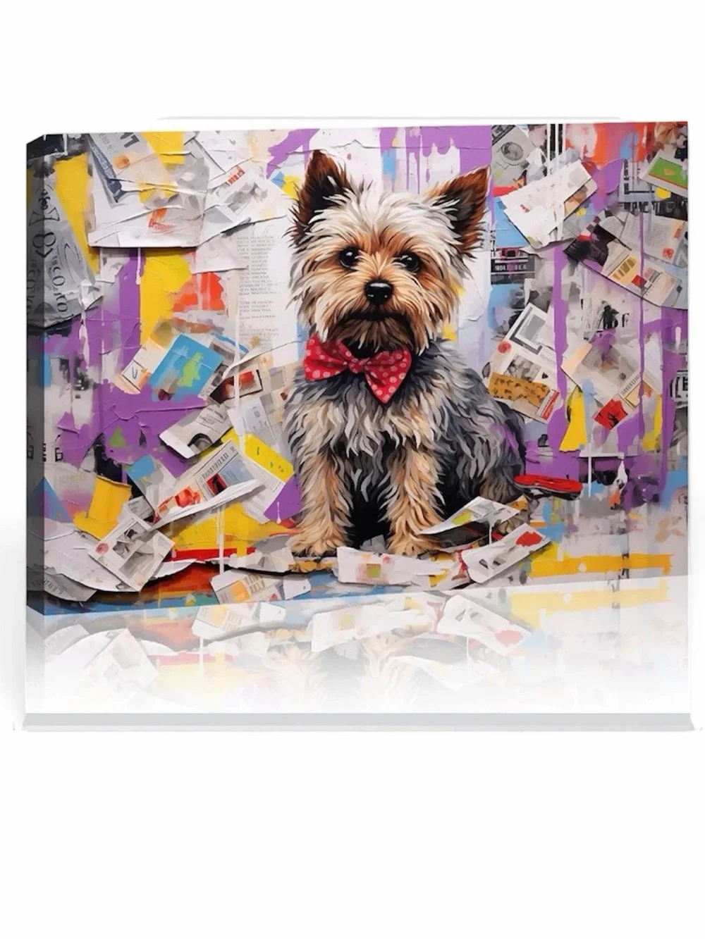 Yorkie Framed Print 12x16” Dog Bow Tie Pet Canvas Print Home Decor Modern POB